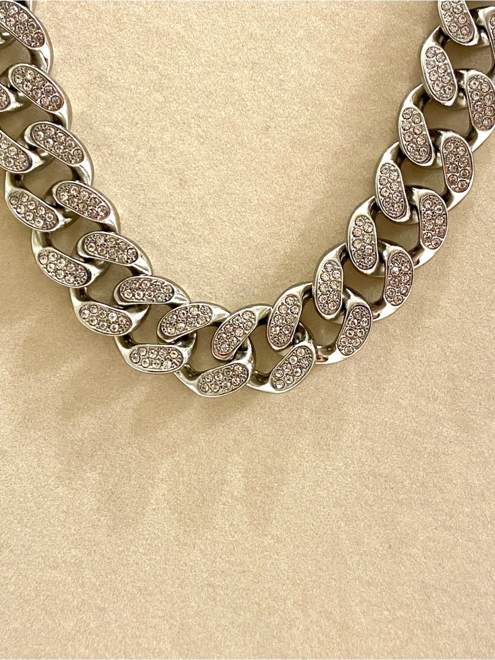 Pavé Cuban Link Necklace in Silver Tone - Picture 4 of 7